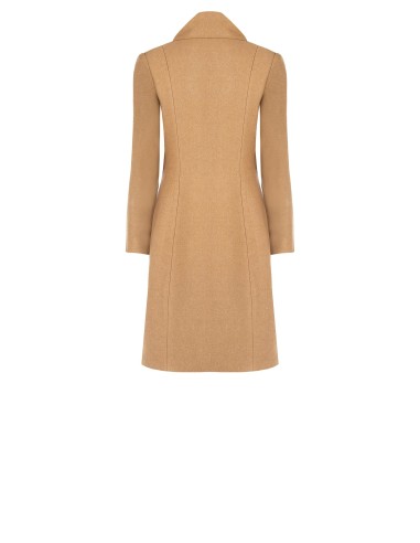Lange beige jas met geïntegreerde sjaal Rinascimento