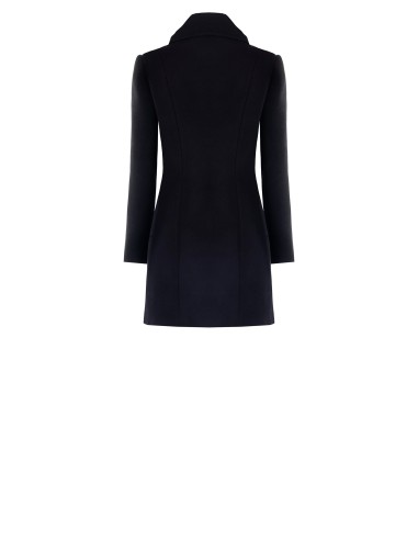 Manteau long cintré en laine mélangée avec empiècement frontal matelassé en similicuir Rinascimento