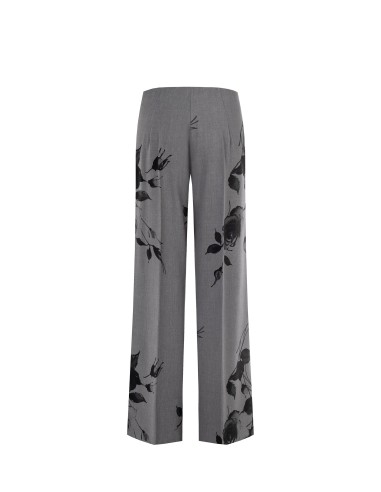Polyviscose Palace Pantalon avec roses et fermetures éclair latérales Rinascimento
