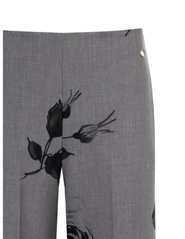 Polyviscose Palace Pantalon avec roses et fermetures éclair latérales Rinascimento