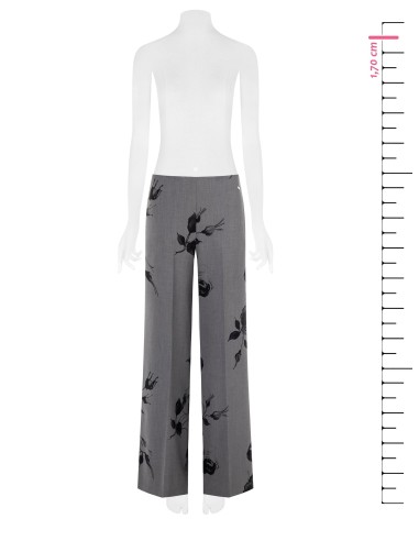 Polyviscose Palace Pantalon avec roses et fermetures éclair latérales Rinascimento