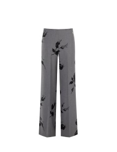 Polyviscose Palace Pantalon avec roses et fermetures éclair latérales Rinascimento