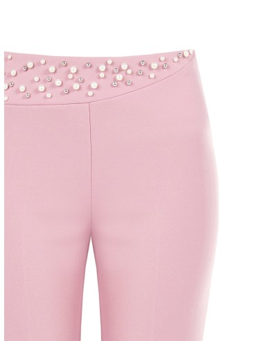 Palazzo-broek van scuba-crêpe met parels en strass-steentjes van Rinascimento