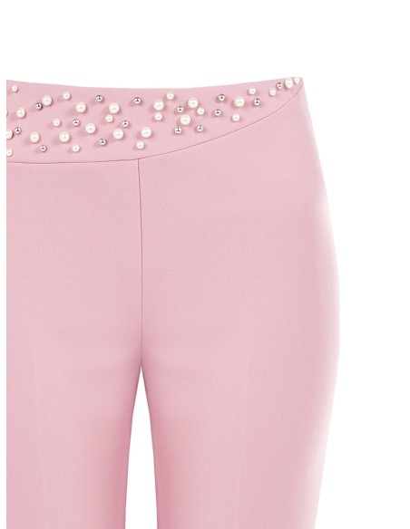 Pantalon en crêpe Scuba Palace avec perles et strass Rinascimento