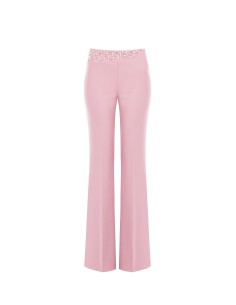 Palazzo-broek van scuba-crêpe met parels en strass-steentjes van Rinascimento