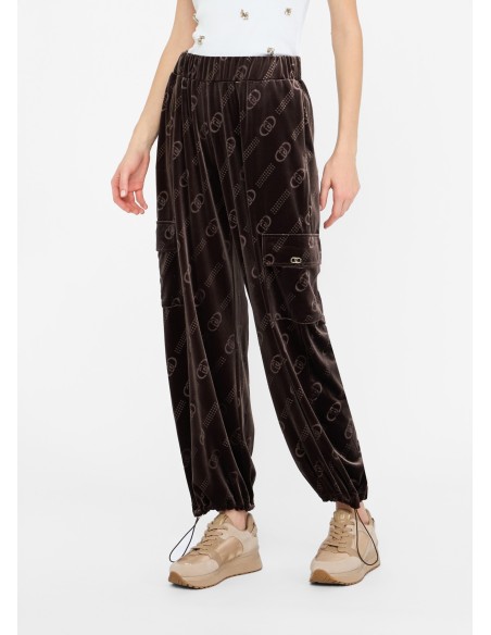 Pantalon de jogging en velours côtelé avec logo Liu Jo