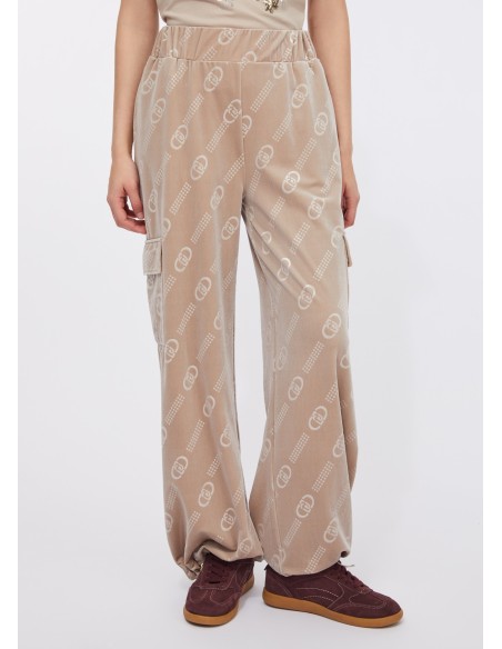 Pantalon de jogging en velours côtelé avec logo Liu Jo
