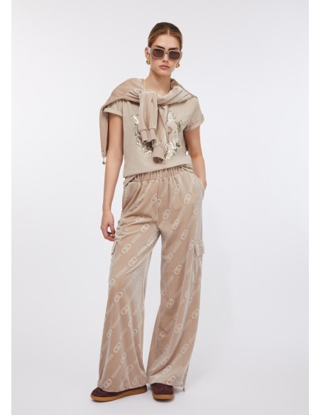 Pantalon de jogging en velours côtelé avec logo Liu Jo