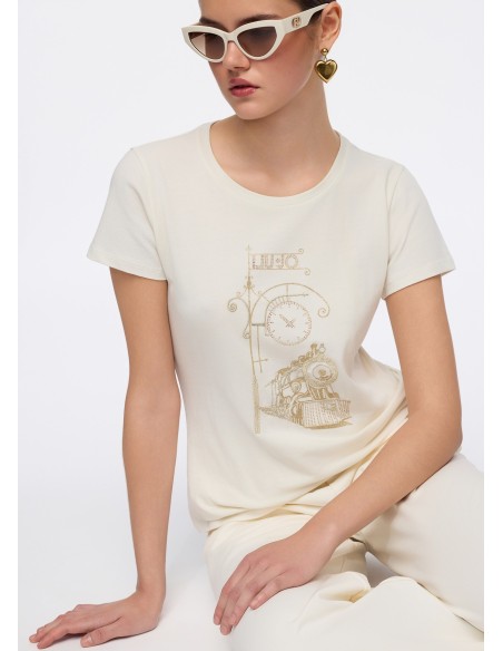 T-shirt avec imprimé laminé Liu Jo