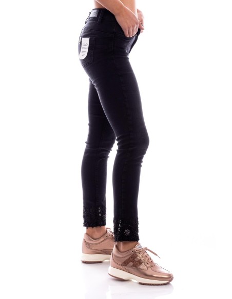 Skinny jeans van denim met Swarovski van Liu Jo