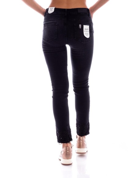 Skinny jeans van denim met Swarovski van Liu Jo