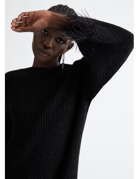 Robe en maille avec lurex et plumes Liu Jo