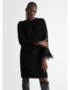 Robe en maille avec lurex et plumes Liu Jo
