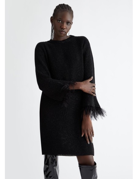 Robe en maille avec lurex et plumes Liu Jo