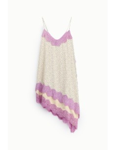 Robe courte à pois avec empiècements en dentelle Dixie 2