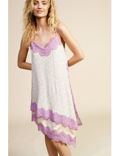 Robe courte à pois avec empiècements en dentelle Dixie