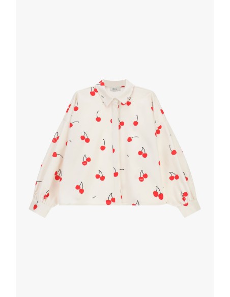 Chemise large avec motif de cerises et manches longues Dixie