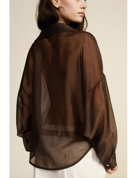 Semitransparante blouse met kant en klassieke kraag van Dixie