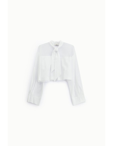 Cropped blouse met strik en lange mouwen Dixie