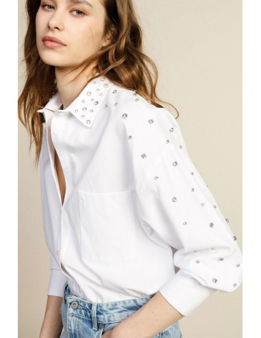 Chemise longue avec clous, poche et col pointu Dixie