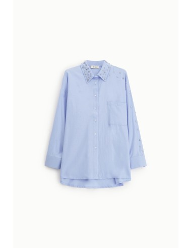 Chemise longue avec clous, poche et col pointu Dixie