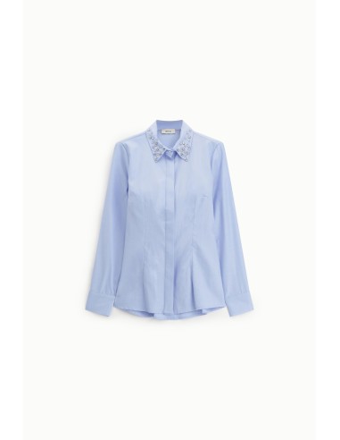 Dixie-blouse met juweelkraag en lange mouwen