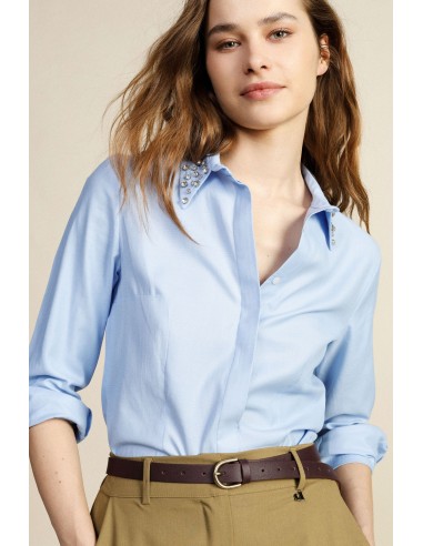 Dixie-blouse met juweelkraag en lange mouwen