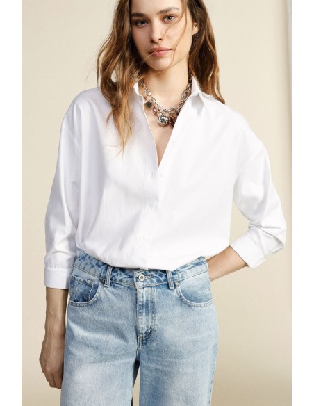 Chemise large à col classique et manches 3/4 Dixie