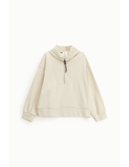 Sweatshirt Zip Neck Polo Neck Long Sleeves Dixie