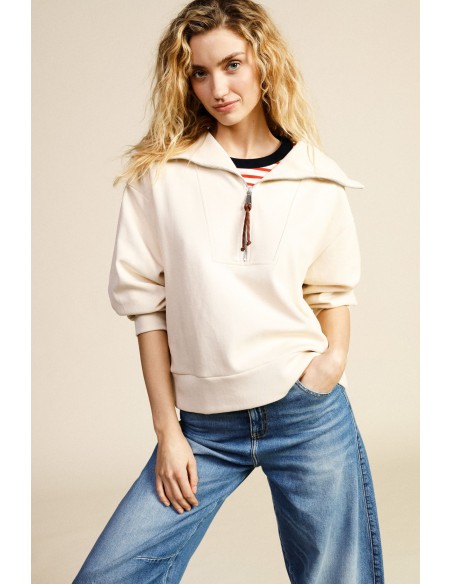 Sweatshirt Zip Neck Polo Neck Long Sleeves Dixie