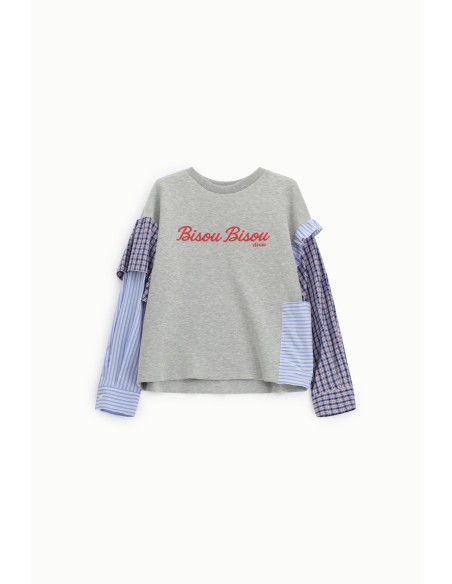 Sweatshirt col ras du cou avec manches patchwork Dixie Fantasy