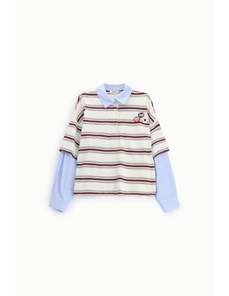Sweat rayé avec col et badge Applied Dixie