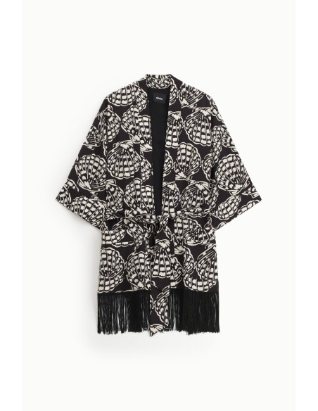 Dixie blazer met print en franjes