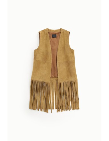 Dixie-vest met lange franjes en rechte snit