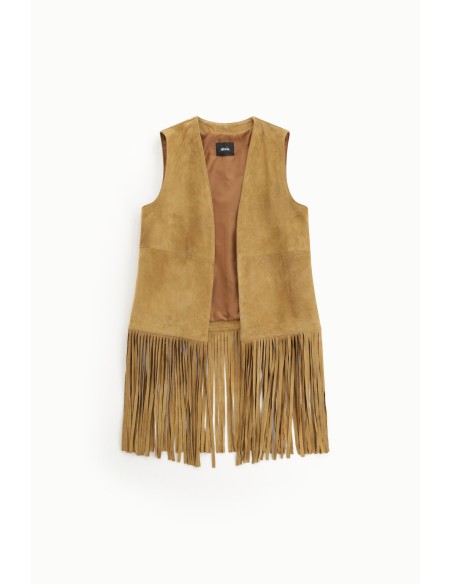 Gilet à longues franges et coupe droite Dixie