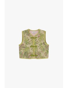 Gilet sans manches à broderie botanique avec brandebourgs Dixie