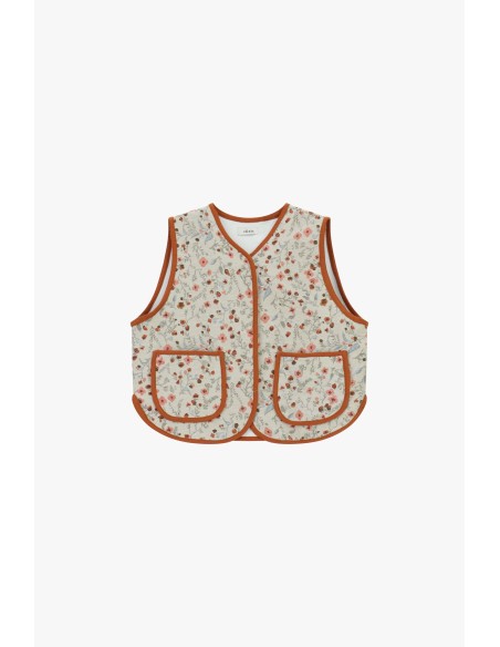 Dixie mouwloos vest met bloemenmotief en knopen