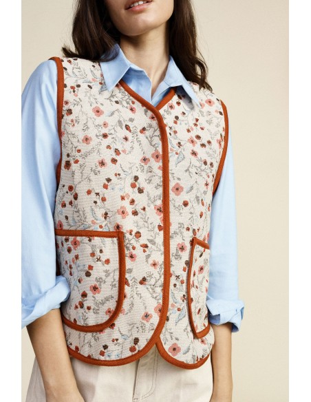 Gilet sans manches à motif floral avec boutons Dixie
