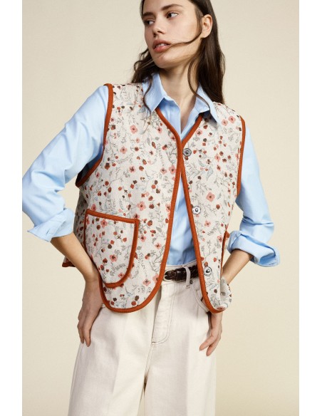 Gilet sans manches à motif floral avec boutons Dixie