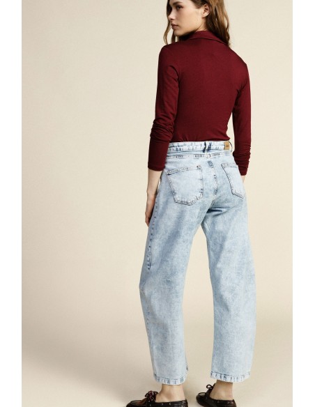 Dixie-jeans met wijde pijpen en contrasterende naden aan de voorkant