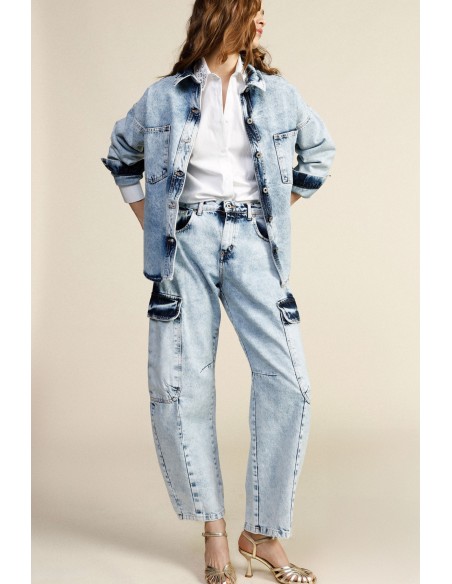 Jean coupe balloon avec poches cargo et ceinture Dixie