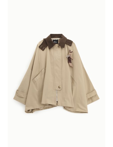 Manteau court oversize à fermeture zippée et col contrastant Dixie