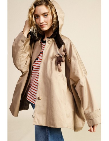 Oversized korte jas met ritssluiting en contrasterende kraag Dixie