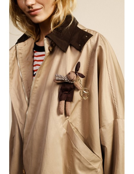 Manteau court oversize à fermeture zippée et col contrastant Dixie