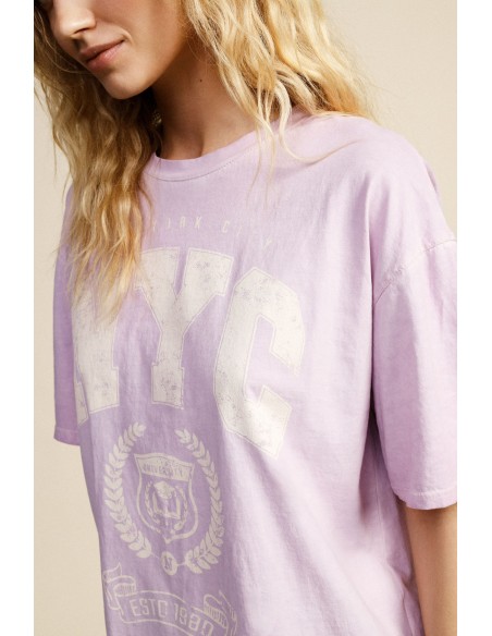 T-shirt ample à imprimé NYC et col rond Daily Dixie