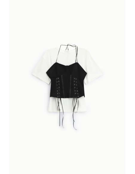 T-shirt à manches courtes avec corset et liens Dixie