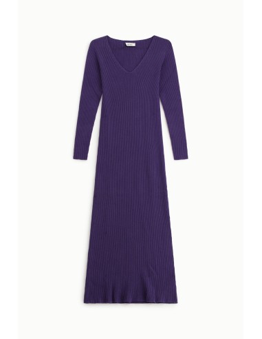 Robe longue côtelée à col en V Dixie