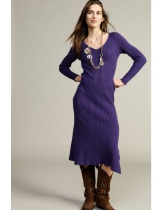 Robe longue côtelée à col en V Dixie