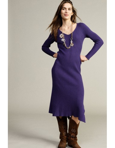 Robe longue côtelée à col en V Dixie