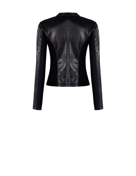 Veste en similicuir avec empiècements latéraux en maille Rinascimento